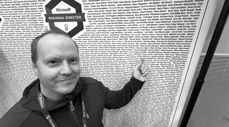 Mattias Fjellström hittar sitt namn på "Wall of Names" som en av Microsofts MVP:er
